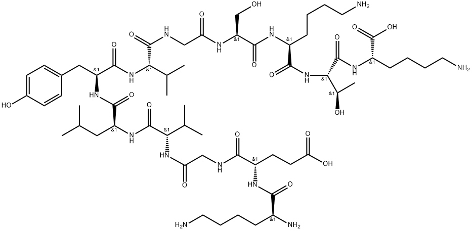 L-Lysine, L-lysyl-L-α-glutamylglycyl-L-valyl-L-leucyl-L-tyrosyl-L-valylglycyl-L-seryl-L-lysyl-L-threonyl- Structure