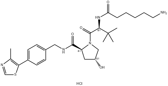 (2S,4R)-1-((S)-2-(6-aminohexanamido)-3,3-dimethylbutanoyl)-4-hydroxy-N-(4-(4-methylthiazol-5-yl)benzyl)pyrrolidine-2-carboxamide hydrochloride Structure