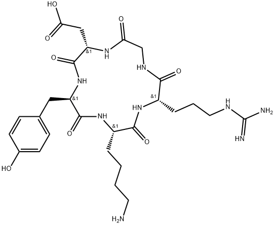 シクロ(Arg-Gly-Asp-Tyr-Lys-) 化学構造式