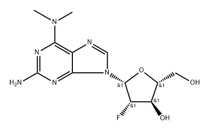 2-Amino-N6,N6-dimethyl-2'-deoxy-2'-fluoro-beta-D-arabino-adenosine 结构式
