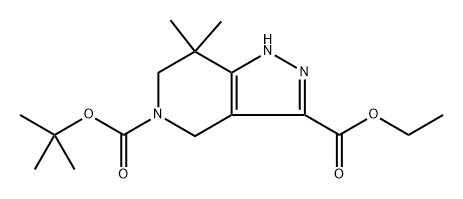 5-(tert-butyl) 3-ethyl 7,7-dimethyl-1,4,6,7-tetrahydro-5H-pyrazolo[4,3-c]pyridine-3,5-dicarboxylate Structure