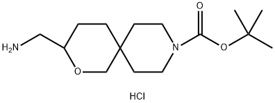 3-(氨基甲基)-2-氧杂-9-氮杂螺叔丁基[5.5]十一烷-9-羧酸盐酸盐 结构式