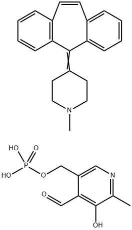 4-Pyridinecarboxaldehyde, 3-hydroxy-2-methyl-5-[(phosphonooxy)methyl]-, compd. with 4-(5H-dibenzo[a,d]cyclohepten-5-ylidene)-1-methylpiperidine (1:2) Struktur