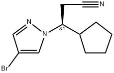 1H-Pyrazole-1-propanenitrile, 4-bromo-β-cyclopentyl-, (βS)- Struktur