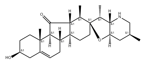 (13R)-17,23β-Epoxy-3β-hydroxy-12β,13α-dihydroveratraman-11-one Struktur