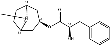 (R)-α-ヒドロキシベンゼンプロピオン酸(1R,5S)-8-メチル-8-アザビシクロ[3.2.1]オクタン-3α-イル 化学構造式