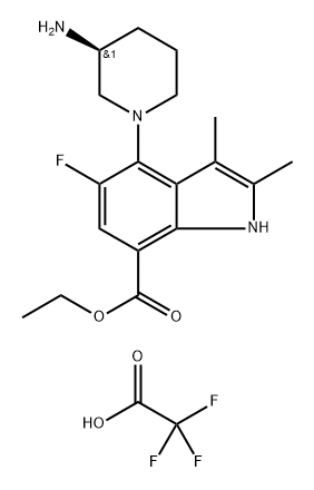 ethyl (S)-4-(3-aminopiperidin-1-yl)-5-fluoro-2,3-dimethyl-1H-indole-7-carboxylate 2,2,2-trifluoroacetate,2197029-57-3,结构式