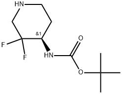 Carbamic acid, N-[(4R)-3,3-difluoro-4-piperidinyl]-, 1,1-dimethylethyl ester Structure