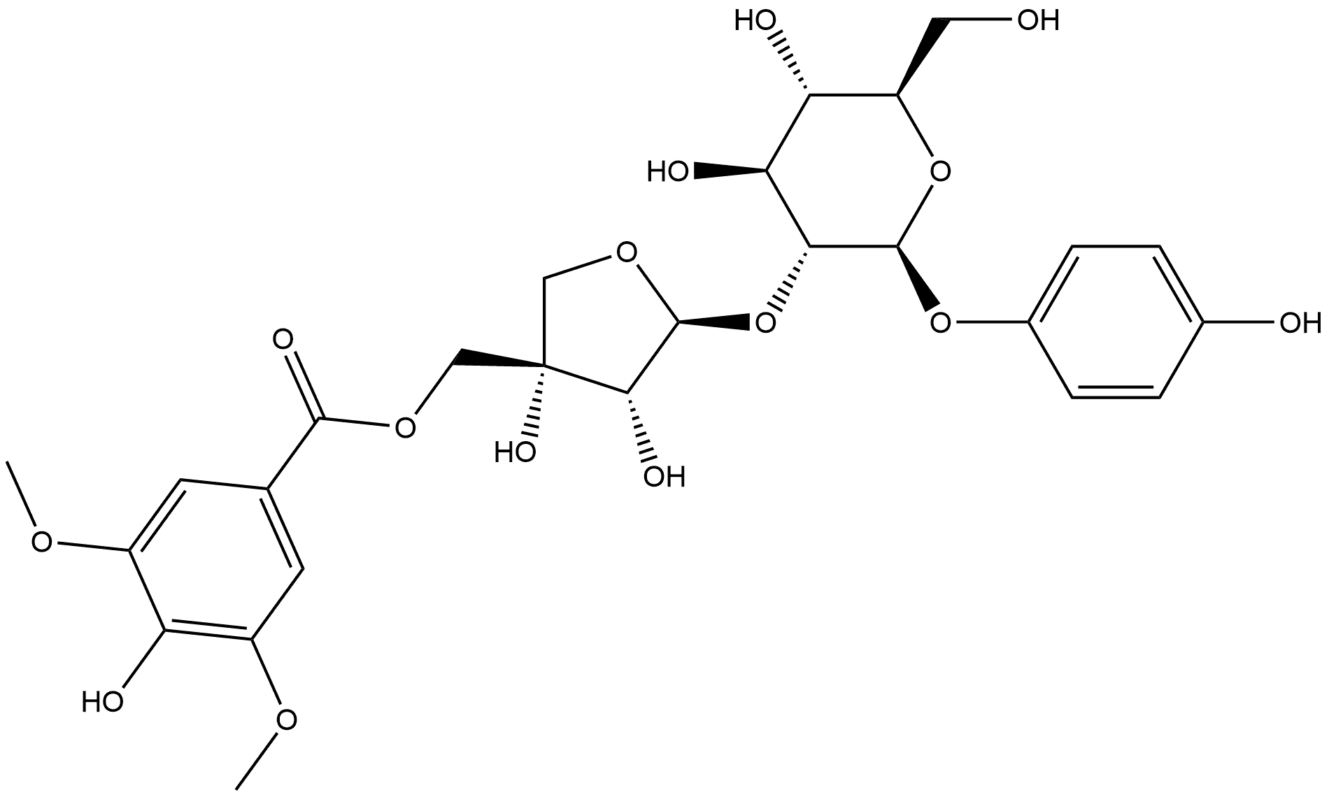 β-D-Glucopyranoside, 4-hydroxyphenyl 2-O-[5-O-(4-hydroxy-3,5-dimethoxybenzoyl)-D-apio-β-D-furanosyl]- (9CI)|化合物 Seguinoside F