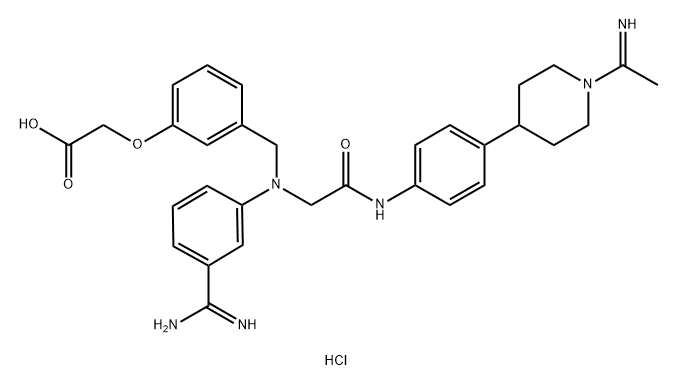 Acetic acid, 2-[3-[[[3-(aMinoiMinoMethyl)phenyl][2-[[4-[1-(1-iMinoethyl)-4-piperidinyl]phenyl]aMino]-2-oxoethyl]aMino]Methyl]phenoxy]-, (Hydrochloride) (1:2) Struktur