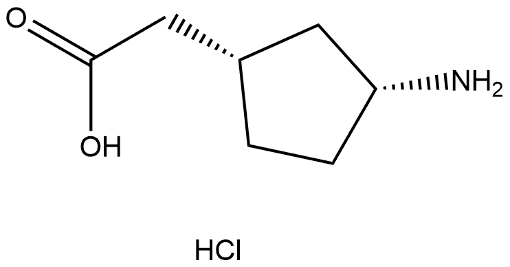 Cyclopentaneacetic acid, 3-amino-, hydrochloride (1:1), (1S,3R)- 结构式
