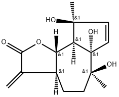 1alpha,4beta,10beta-Trihydroxyguaia-2,11(13)-dien-12,6alpha-olide Struktur