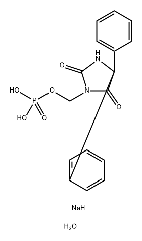 2,4-Imidazolidinedione, 5,5-diphenyl-3-[(phosphonooxy)methyl]-, sodium salt, hydrate (1:2:7) 结构式