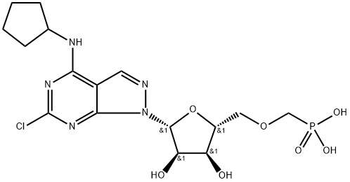 1H-Pyrazolo[3,4-d]pyrimidin-4-amine, 6-chloro-N-cyclopentyl-1-[5-O-(phosphonomethyl)-β-D-ribofuranosyl]- Structure