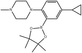 1-4-Cyclopropyl-2-(4,4,5,5-tetramethyl-1,3,2-dioxaborolan-2-yl)phenyl-4-methyl-piperazine Structure
