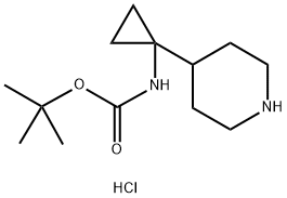 Carbamic acid, N-[1-(4-piperidinyl)cyclopropyl]-, 1,1-dimethylethyl ester, hydrochloride (1:1) Struktur