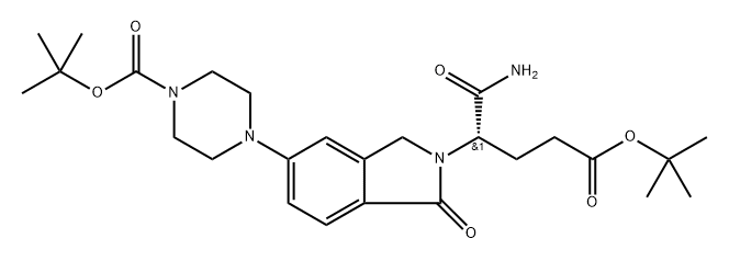 2H-Isoindole-2-butanoic acid, γ-(aminocarbonyl)-5-[4-[(1,1-dimethylethoxy)carbonyl]-1-piperazinyl]-1,3-dihydro-1-oxo-, 1,1-dimethylethyl ester, (γS)-,2229714-13-8,结构式