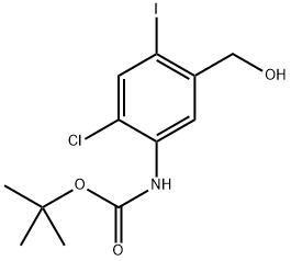 (2-氯-5-(羟甲基)-4-碘苯基)氨基甲酸叔丁酯 结构式