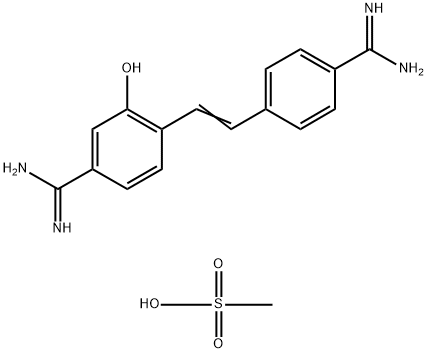 ヒドロキシスチルバミジンビス(メタンスルホン酸塩) 化学構造式