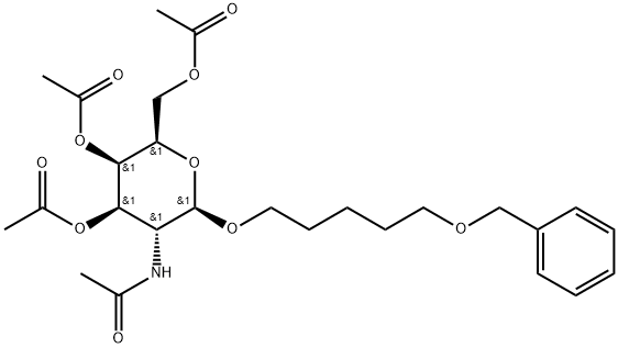 β-D-Galactopyranoside, 5-(phenylmethoxy)pentyl 2-(acetylamino)-2-deoxy-, 3,4,6-triacetate Structure