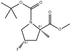 1-(tert-butyl) 2-methyl (2R,4S)-4-fluoro-2-methylpyrrolidine-1,2-dicarboxylate Struktur