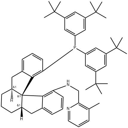 (1AS,4AS,9BS)-10-(双(3,5-二叔丁基苯基)磷烷基)-N-((3-甲基吡啶-2-基)甲基)-1,3,4,4A,5,13C-六氢-2H-茚并[2,1-D]芴-9-胺,2241655-67-2,结构式