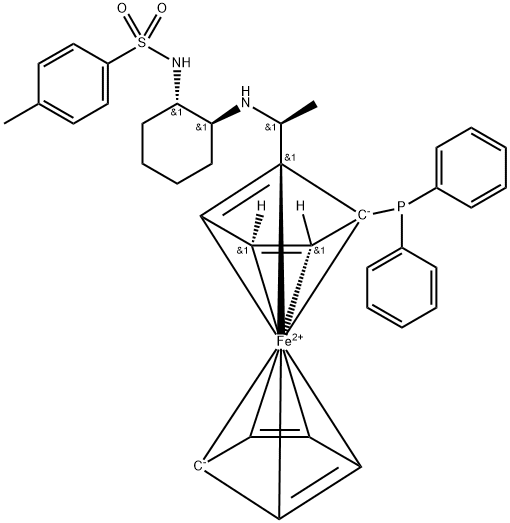 (1S)-1-(二苯基膦基)-2-[(1S)-1-[[(1S,2S)-2-[[(4-甲基苯基)磺酰基]氨基]环己基]氨基]乙基]二茂铁,2241798-15-0,结构式