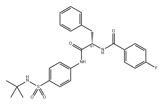 Benzenepropanamide, N-[4-[[(1,1-dimethylethyl)amino]sulfonyl]phenyl]-α-[(4-fluorobenzoyl)amino]-, (αS)- Structure