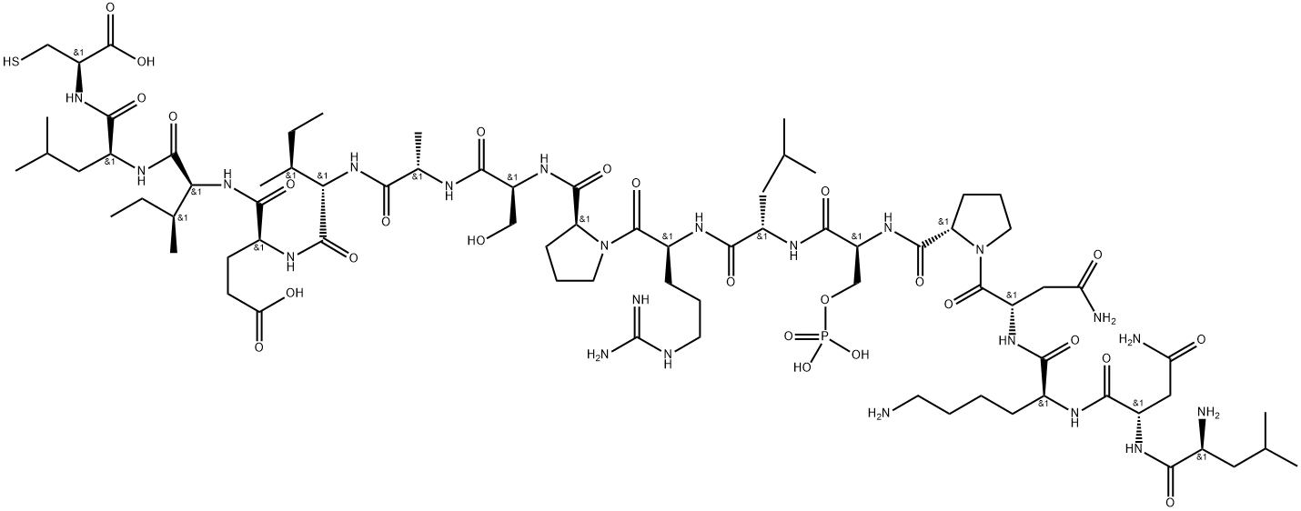 L-Cysteine, L-leucyl-L-asparaginyl-L-lysyl-L-asparaginyl-L-prolyl-O-phosphono-L-seryl-L-leucyl-L-arginyl-L-prolyl-L-seryl-L-alanyl-L-isoleucyl-L-α-glutamyl-L-isoleucyl-L-leucyl- Structure