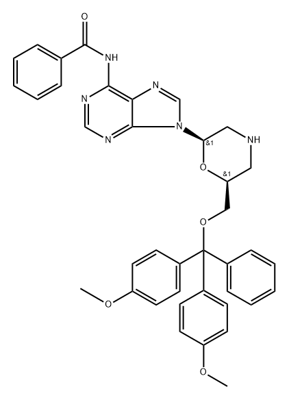 N6-Benzoyl-7’-O-(4,4’-dimethoxytrityloxy)morpholino adenine,2243974-77-6,结构式