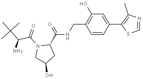 L-Prolinamide, 3-methyl-L-valyl-4-hydroxy-N-[[2-hydroxy-4-(4-methyl-5-thiazolyl)phenyl]methyl]-, (4R)- Struktur