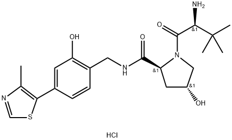 ((S)-1-((2S,4R)-4-hydroxy-2-((2-hydroxy-4-(4-methylthiazol-5-yl)benzyl)carbamoyl)pyrrolidin-1-yl)-3,3-dimethyl-1-oxobutan-2-yl)carbamate Struktur