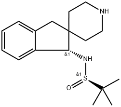 2-Propanesulfinamide, N-[(1S)-1,3-dihydrospiro[2H-indene-2,4'-piperidin]-1-yl]-2-methyl-, [S(R)]- Struktur