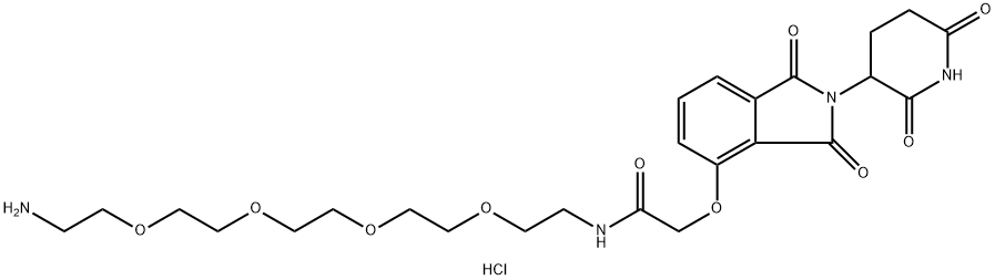 Thalidomide-O-amido-PEG4-C2-NH2 hydrochloride, 2245697-85-0, 结构式
