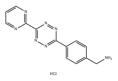 (4-(6-(pyrimidin-2-yl)-1,2,4,5-tetrazin-3-yl)phenyl)methanamine hydrochloride Structure