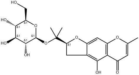 5H-Furo[3,2-g][1]benzopyran-5-one, 2-[1-(β-D-glucopyranosyloxy)-1-methylethyl]-2,3-dihydro-4-hydroxy-7-methyl-, (2S)- Struktur