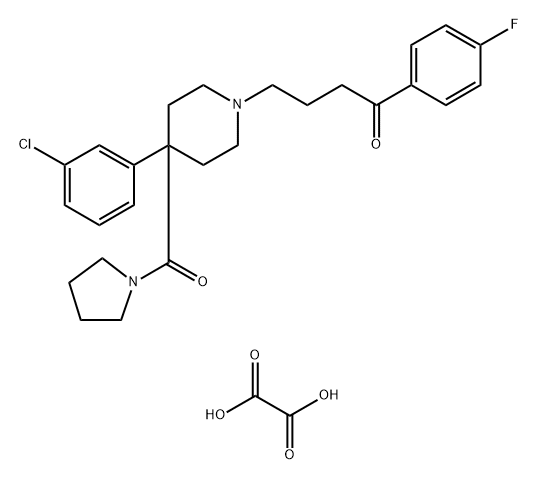 BUTYROPHENONE, 4-(4-(m-CHLOROPHENYL)-4-(1-PYRROLIDINYLCARBONYL)PIPERID INO)-4-FLU|