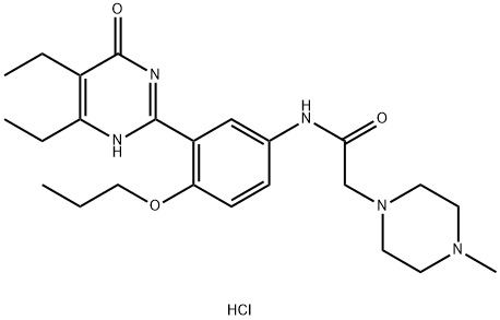 1-Piperazineacetamide, N-[3-(4,5-diethyl-1,6-dihydro-6-oxo-2-pyrimidinyl)-4-propoxyphenyl]-4-methyl-, hydrochloride (1:1) Structure