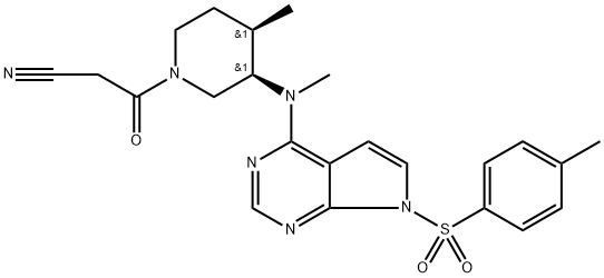 3-((3R,4R)-4-methyl-3-(methyl(7-tosyl-7H-pyrrolo[2,3-d]pyrimidin-4-yl)amino)piperidin-1-yl)-3-oxopropanenitrile Structure