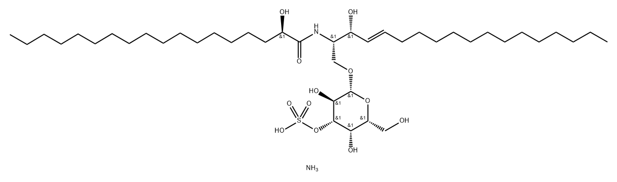 Octadecanamide, 2-hydroxy-N-[(1S,2R,3E)-2-hydroxy-1-[[(3-O-sulfo-β-D-galactopyranosyl)oxy]methyl]-3-heptadecen-1-yl]-, ammonium salt (1:1), (2R)- Struktur