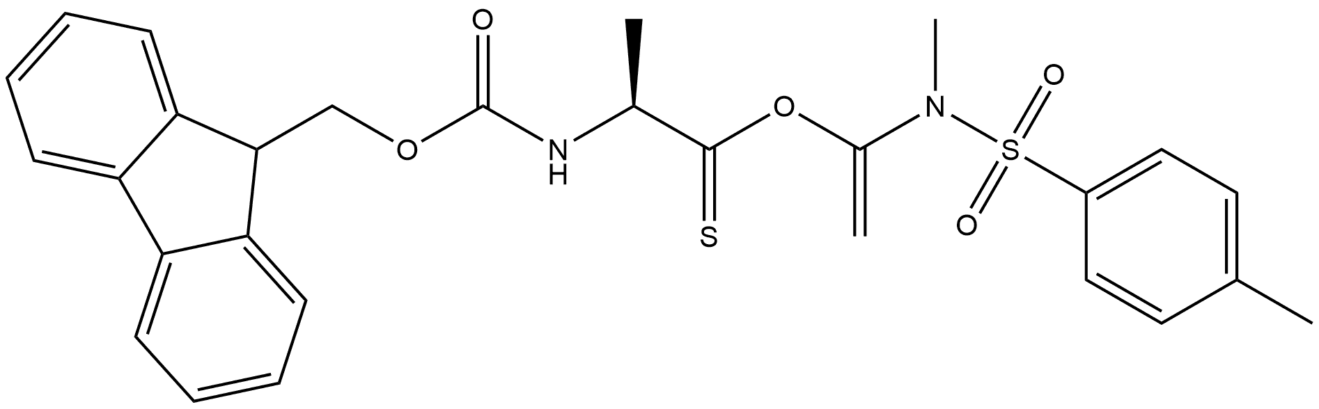 L-Alanine, N-[(9H-fluoren-9-ylmethoxy)carbonyl]-, 1-[methyl[(4-methylphenyl)sulfonyl]amino]ethenyl ester, (2S)- Structure