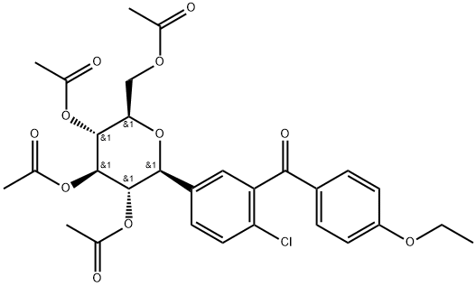 Methanone, [2-chloro-5-(2,3,4,6-tetra-O-acetyl-β-D-glucopyranosyl)phenyl](4-ethoxyphenyl)- Structure