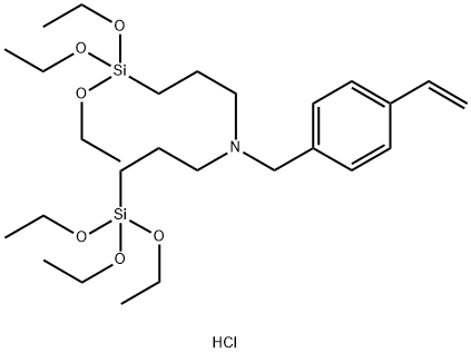 4-乙烯基-N,N-双[3-(三乙氧基硅基)丙基]苯甲胺盐酸盐(1:1) 结构式