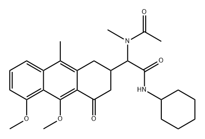 2-Anthraceneacetamide,N-cyclohexyl-1,2,3,4-tetrahydro-5,10-dimethoxy-9-methyl-alpha-(N-methylacetamido)-4-oxo-(8CI) Structure