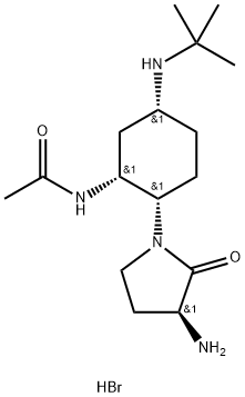 Acetamide, N-[(1R,2S,5R)-2-[(3S)-3-amino-2-oxo-1-pyrrolidinyl]-5-[(1,1-dimethylethyl)amino]cyclohexyl]-, hydrobromide (1:2) Structure