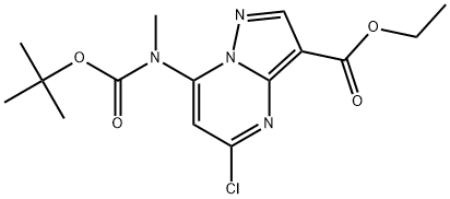 Pyrazolo[1,5-a]pyrimidine-3-carboxylic acid, 5-chloro-7-[[(1,1-dimethylethoxy)carbonyl]methylamino]-, ethyl ester Struktur