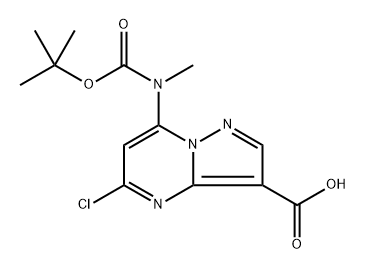 Pyrazolo[1,5-a]pyrimidine-3-carboxylic acid, 5-chloro-7-[[(1,1-dimethylethoxy)carbonyl]methylamino]- Struktur
