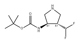 ((3R,4S)-4-(二氟甲基)吡咯烷-3-基)氨基甲酸叔丁酯 结构式
