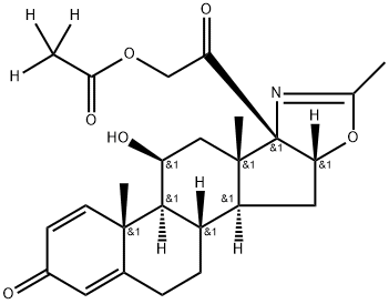 5'H-Pregna-1,4-dieno[17,16-d]oxazole-3,20-dione, 21-(acetyl-2,2,2-d3-oxy)-11-hydroxy-2'-methyl-, (11β,16β)- Structure
