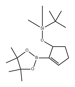 tert-Butyldimethyl((2-(4,4,5,5-tetramethyl-1,3,2-dioxaborolan-2-yl)cyclopent-2-en-1-yl)oxy)silane 化学構造式